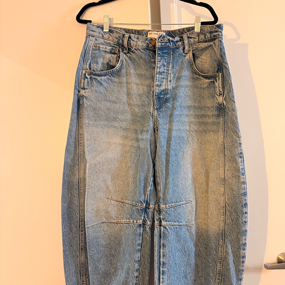 We The Free Good Luck Mid Rise Barrel Jeans in Ultra Light Beam